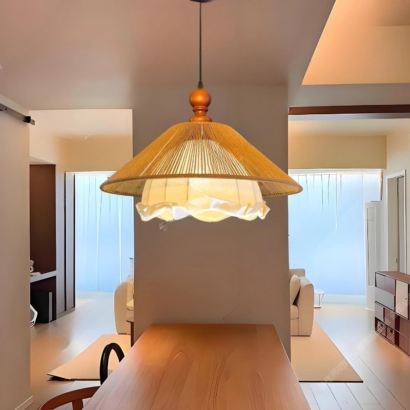 Home Bar And Counter - Japanese Rattan Pendant Lamp Handwoven Bamboo