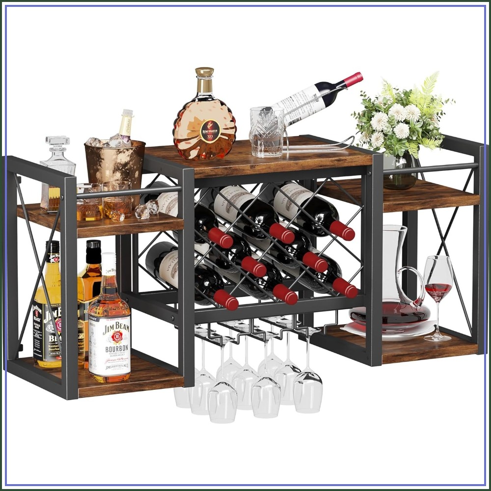 Wall Mounted Wine Rack with Gl - Home Bar Shelf のレビューと価格