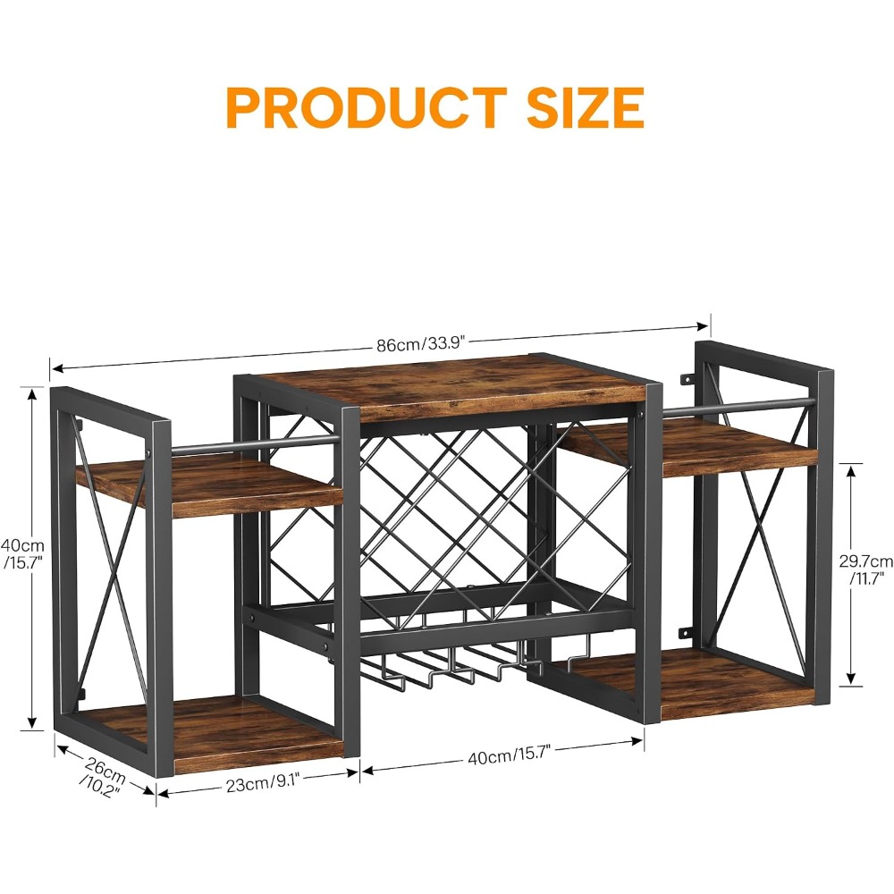 Wall Mounted Wine Rack with Gl - Home Bar Shelf のレビューと価格
