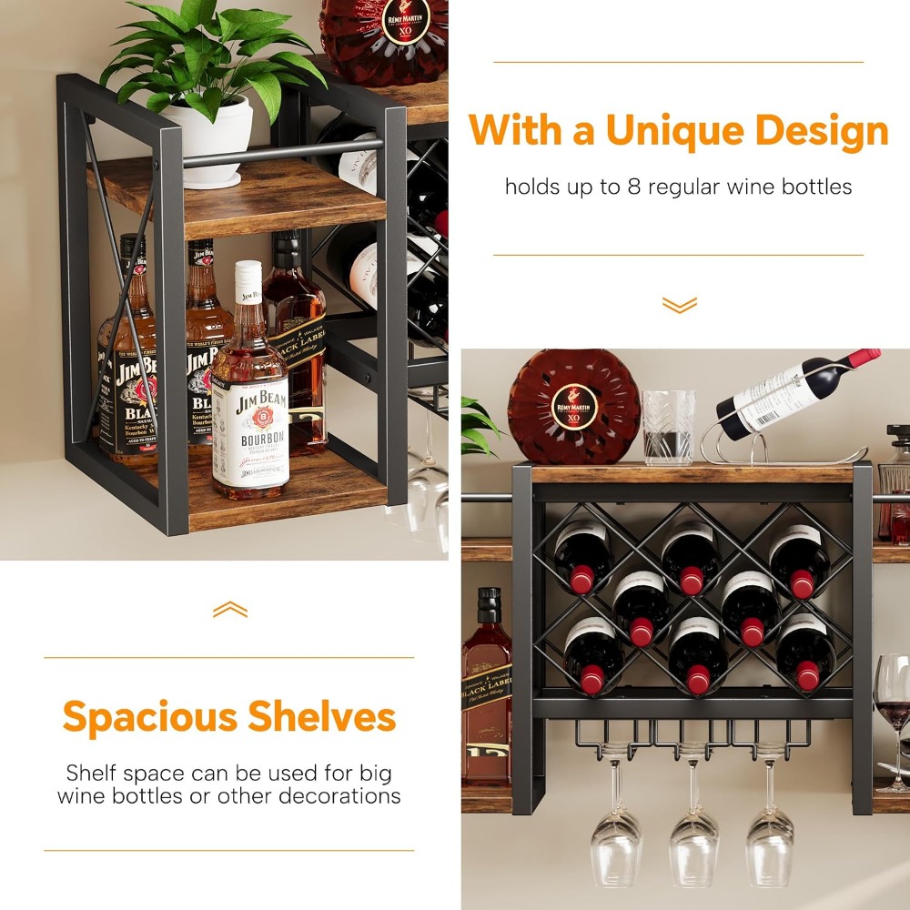 Wall Mounted Wine Rack with Gl - Home Bar Shelf のレビューと価格