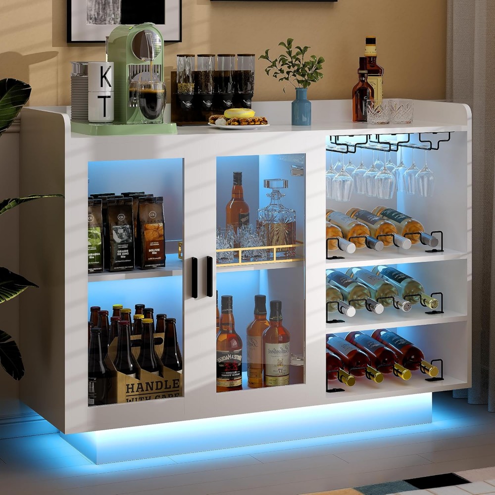 Wine Bar Cabinet with LED Ligh - Home Bar And Cabinet のレビューと価格