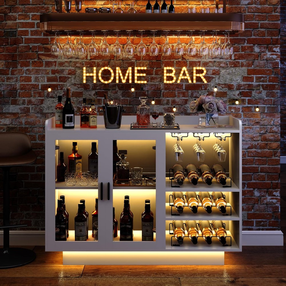 Wine Bar Cabinet with LED Ligh - Home Bar And Cabinet のレビューと価格