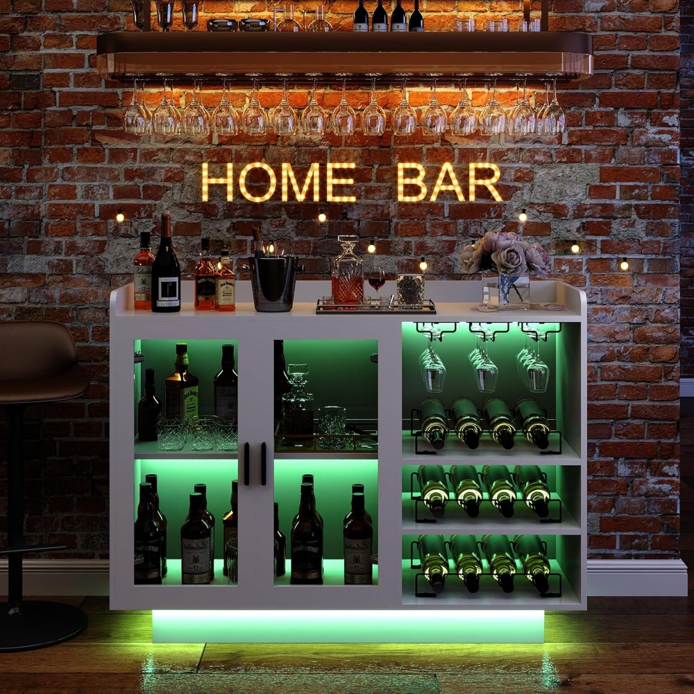 Wine Bar Cabinet with LED Ligh - Home Bar And Cabinet のレビューと価格