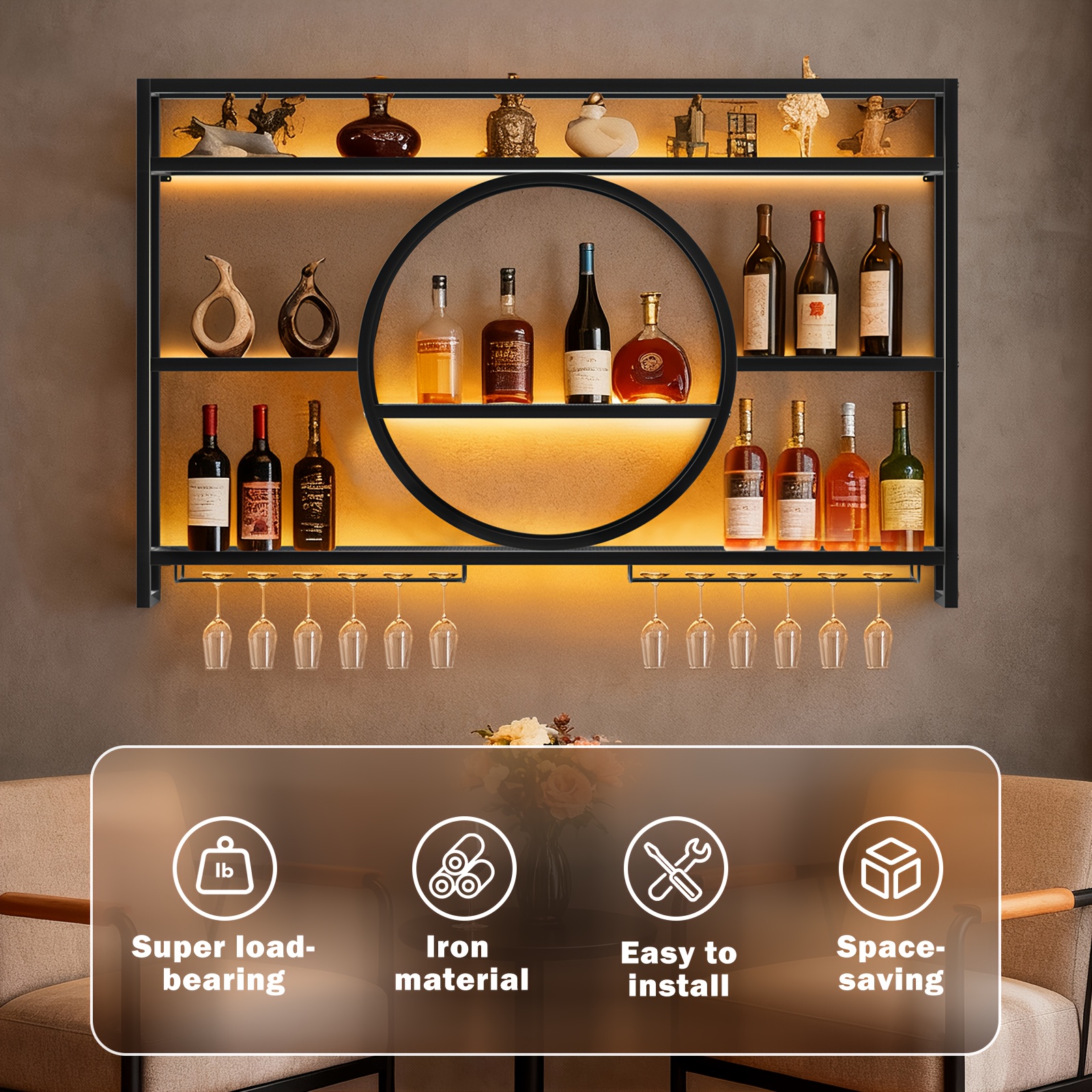 Stylish 3-Tier Wall-Mounted Me - Home Bar Shelf のレビューと価格