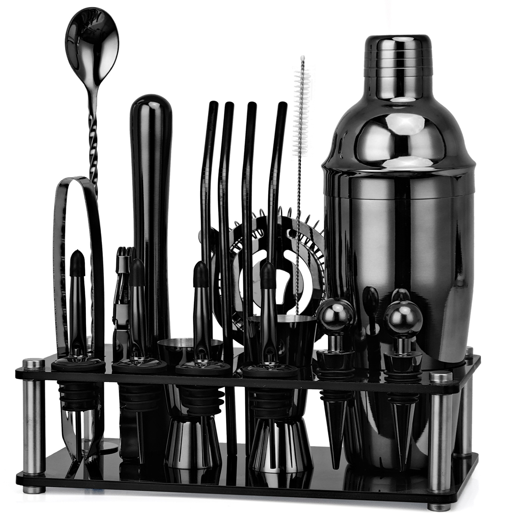 20pcs Black/Rose Gold/Silver 8 - Boston Shaker Set のレビューと価格