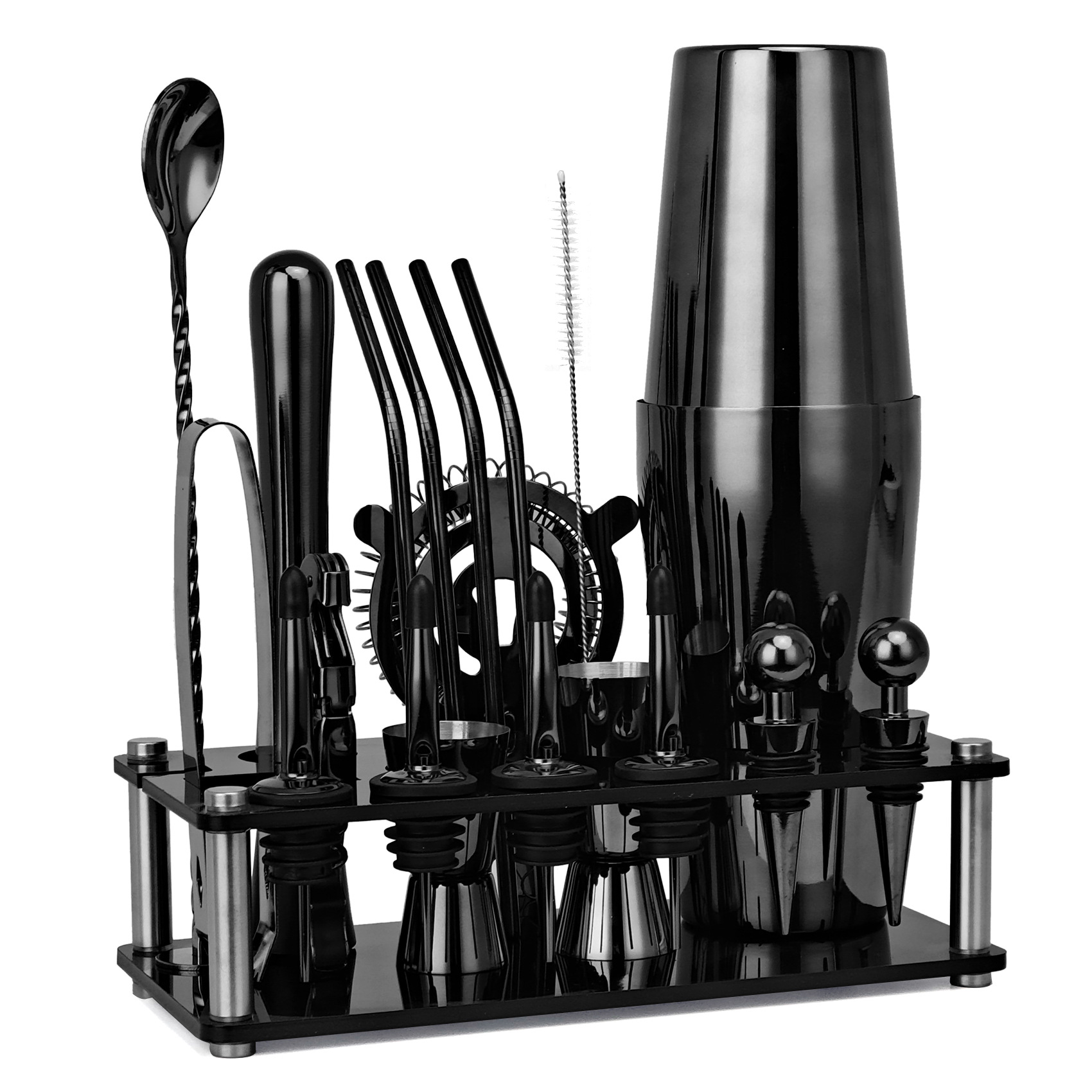 20pcs Black/Rose Gold/Silver 8 - Boston Shaker Set のレビューと価格