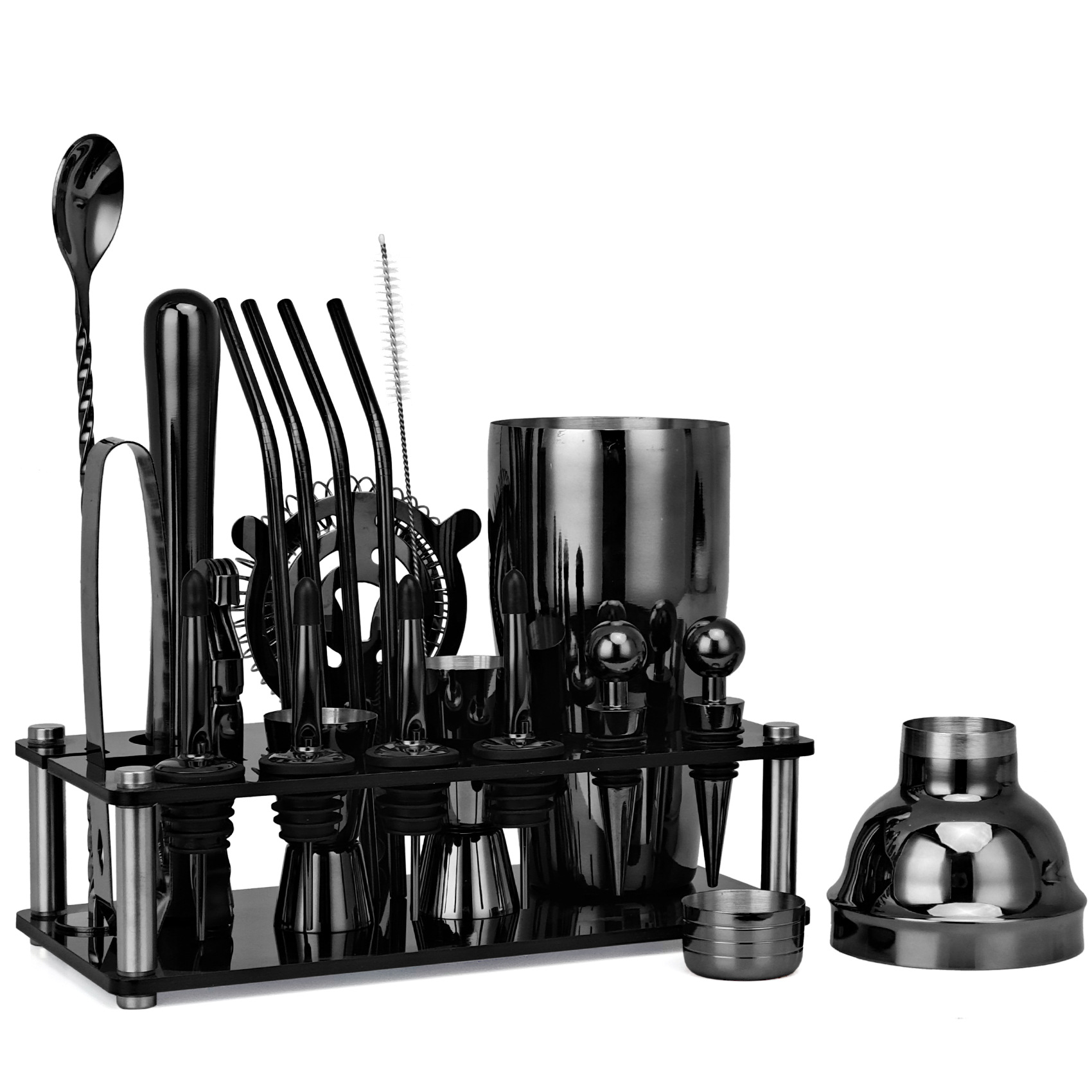 20pcs Black/Rose Gold/Silver 8 - Boston Shaker Set のレビューと価格