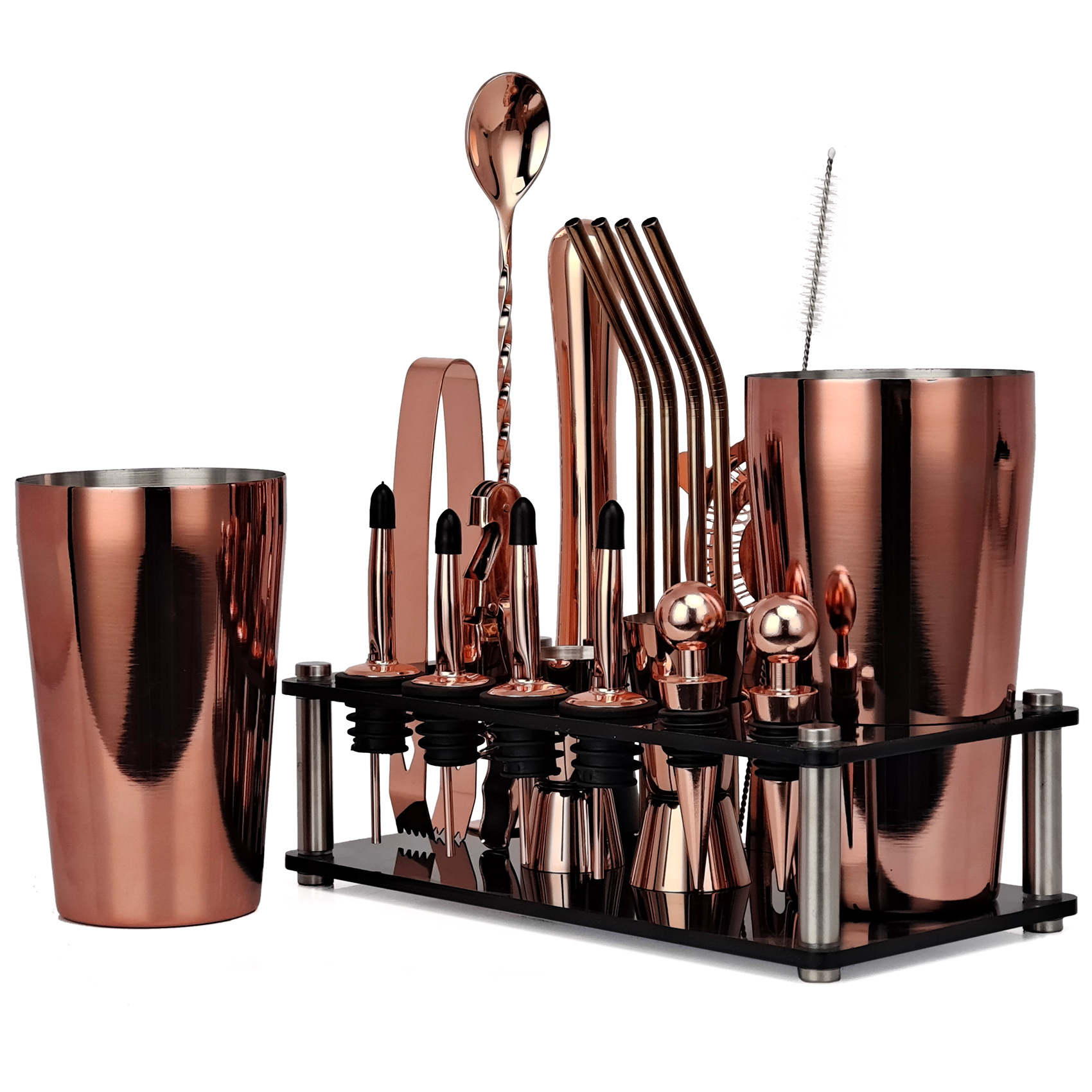 20pcs Black/Rose Gold/Silver 8 - Boston Shaker Set のレビューと価格