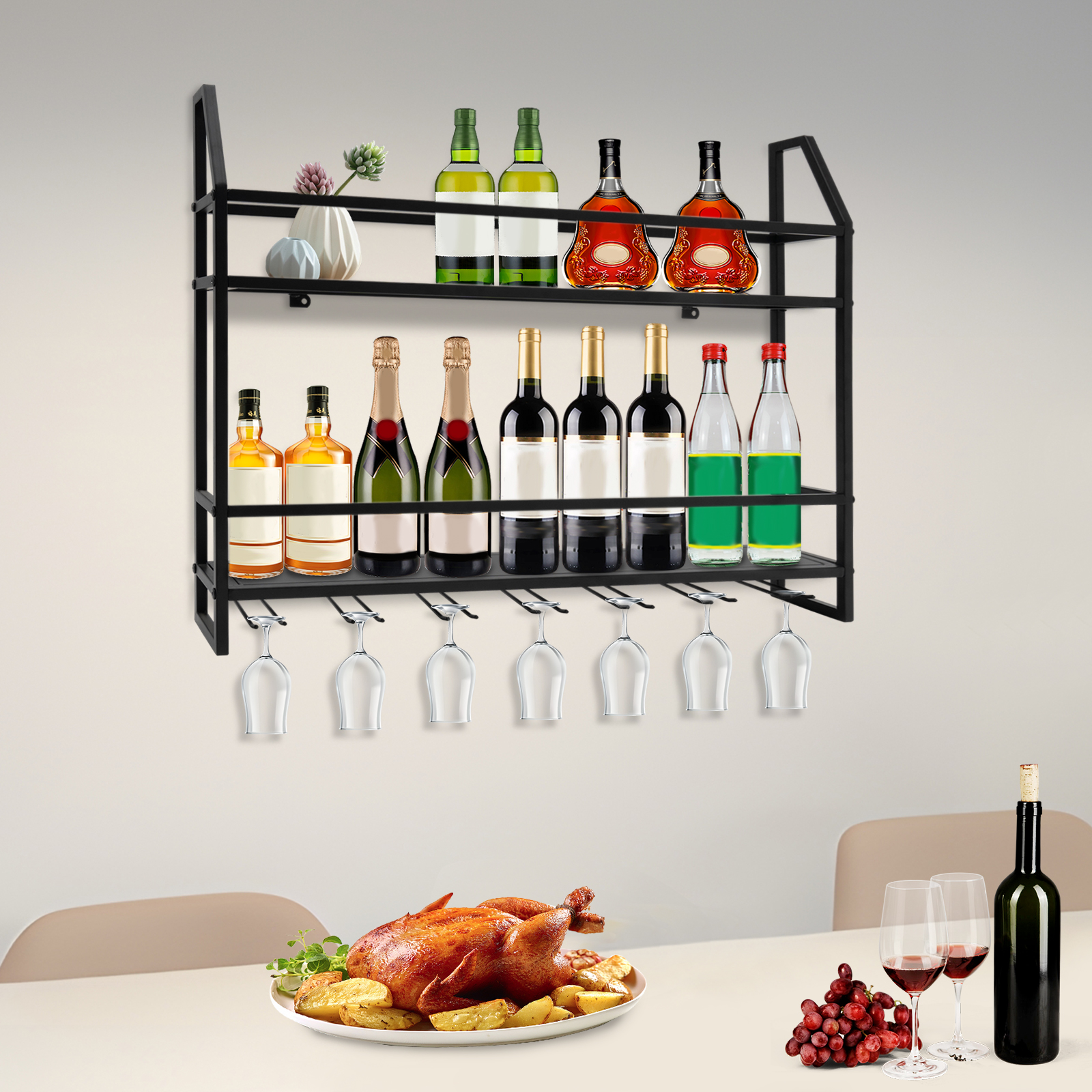 Bar Wine Shelf Wall-Mounted Bo - Home Bar Shelves のレビューと価格