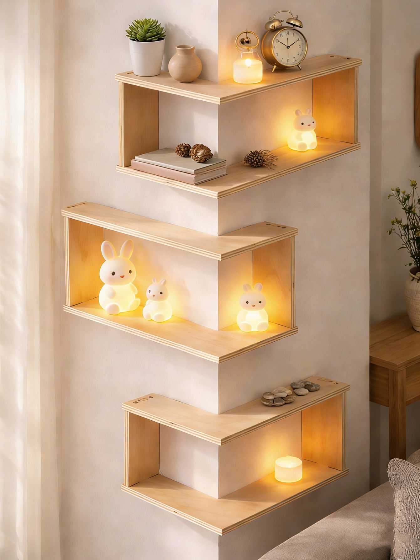 Corner Floating Wooden Shelves - Home Bar Shelf のレビューと価格