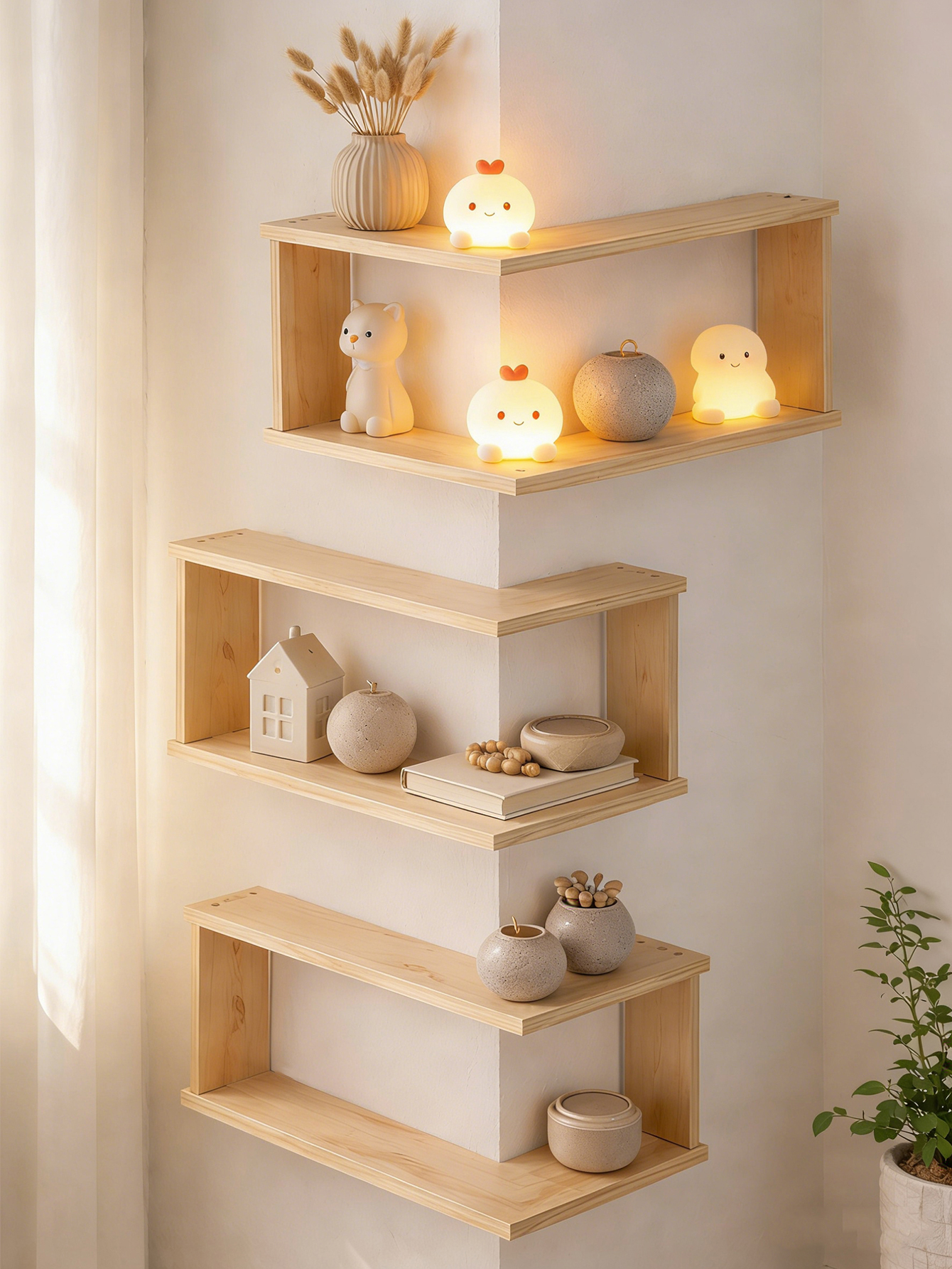 Corner Floating Wooden Shelves - Home Bar Shelf のレビューと価格