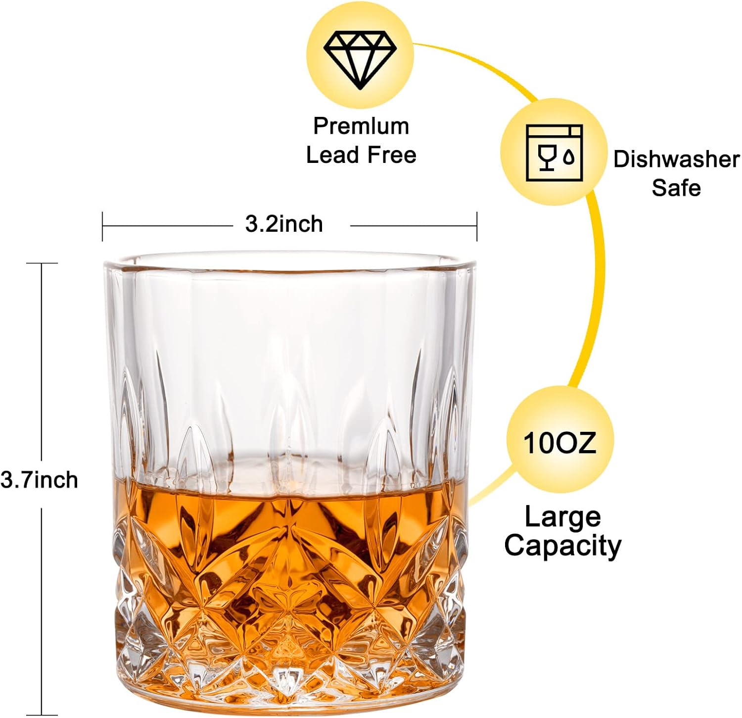 Whiskey Rocks Glass Set of 4 w - Old Fashioned Glass のレビューと価格