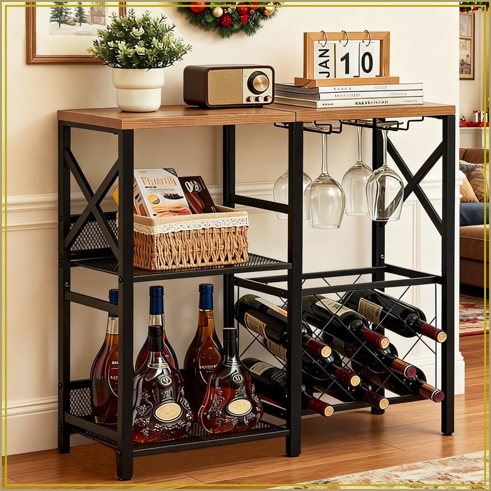 Rustic Freestanding Wine Rack  - Home Bar Shelf のレビューと価格
